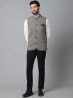Even Apparels Men's Cream Pure Wool Nehru Jacket
