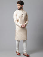 Even Apparels Brown Pure Cotton Kurta With Band Collar - Distacart