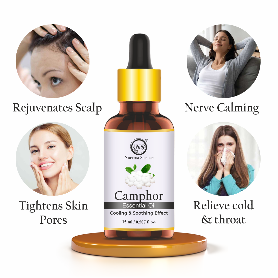 Nuerma Science Camphor (Kapoor) Cold Pressed Oil For Skin & Hair Care