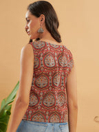 InWeave Maroon Mughal Kalamkari Top