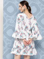 InWeave Women's White Floral Paisley Print Short Dress - Distacart