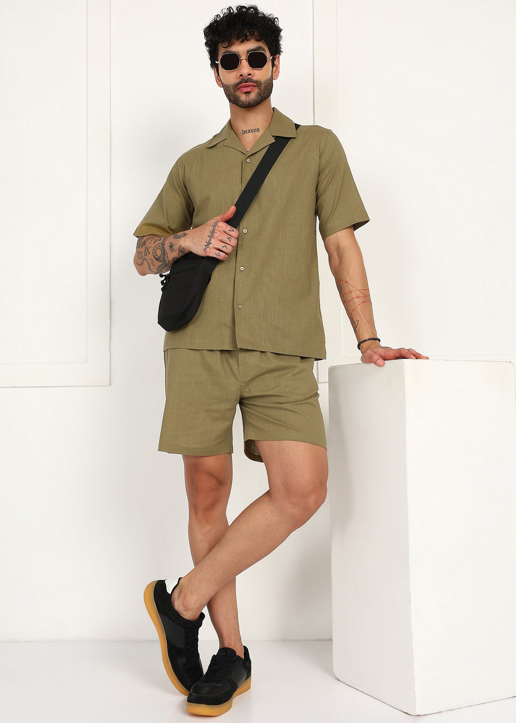 Fabmade Khaki Ease Linen Co-Ord Set