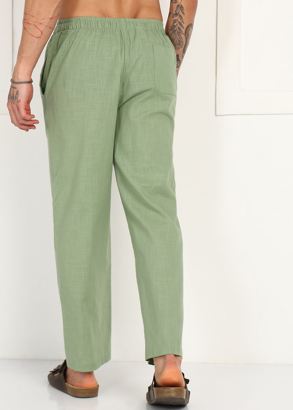 Fabmade Sage Linen Relaxed Trousers
