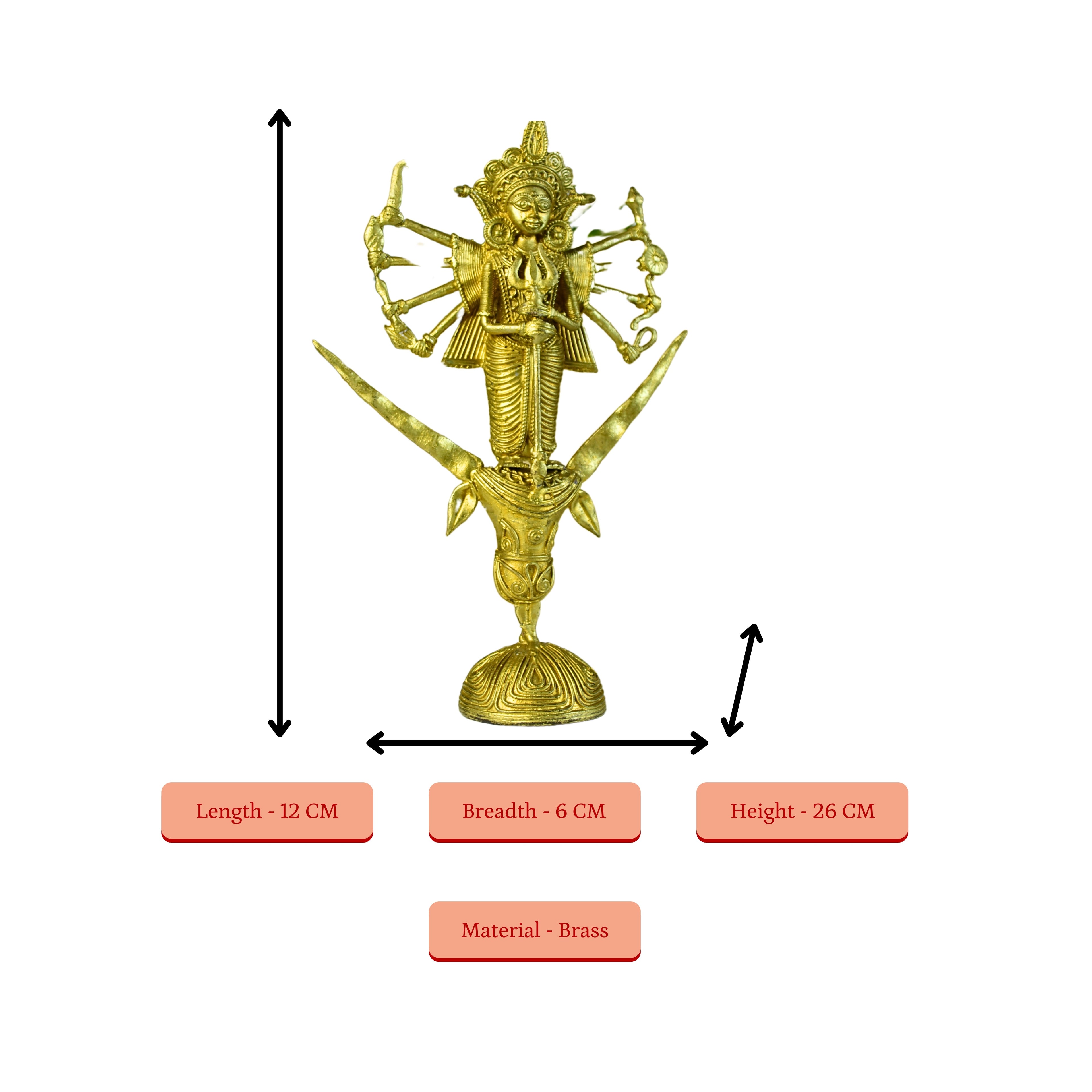 Sowpeace Dhokra Craft / Goddess Durga Mahishasur Mardini Brass Decor