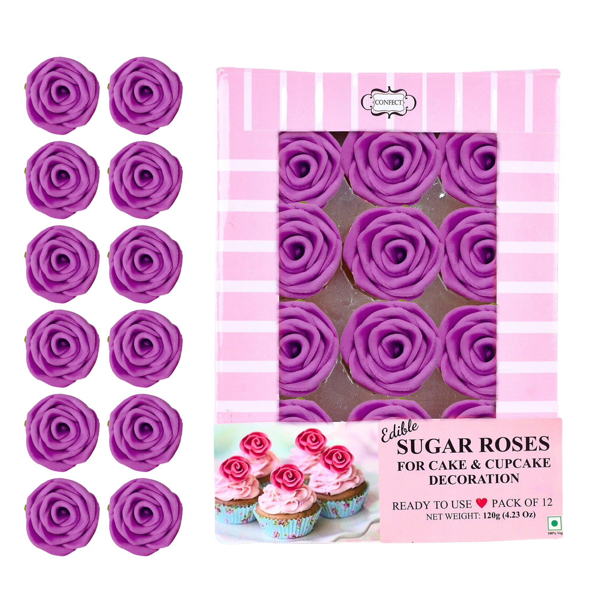 confect sugar roses topper sugar roses for cake decorations edible royal fushia pink roses pack of 12