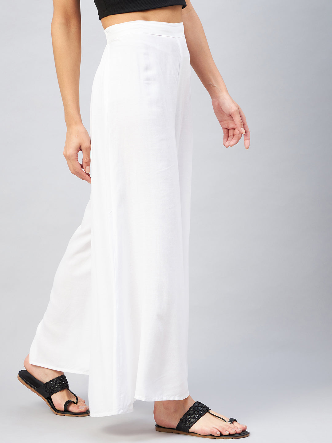 InWeave Solid White Palazzo - Distacart