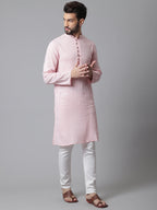 Even Apparels Pink Pure Cotton Kurta With Band Collar - Distacart