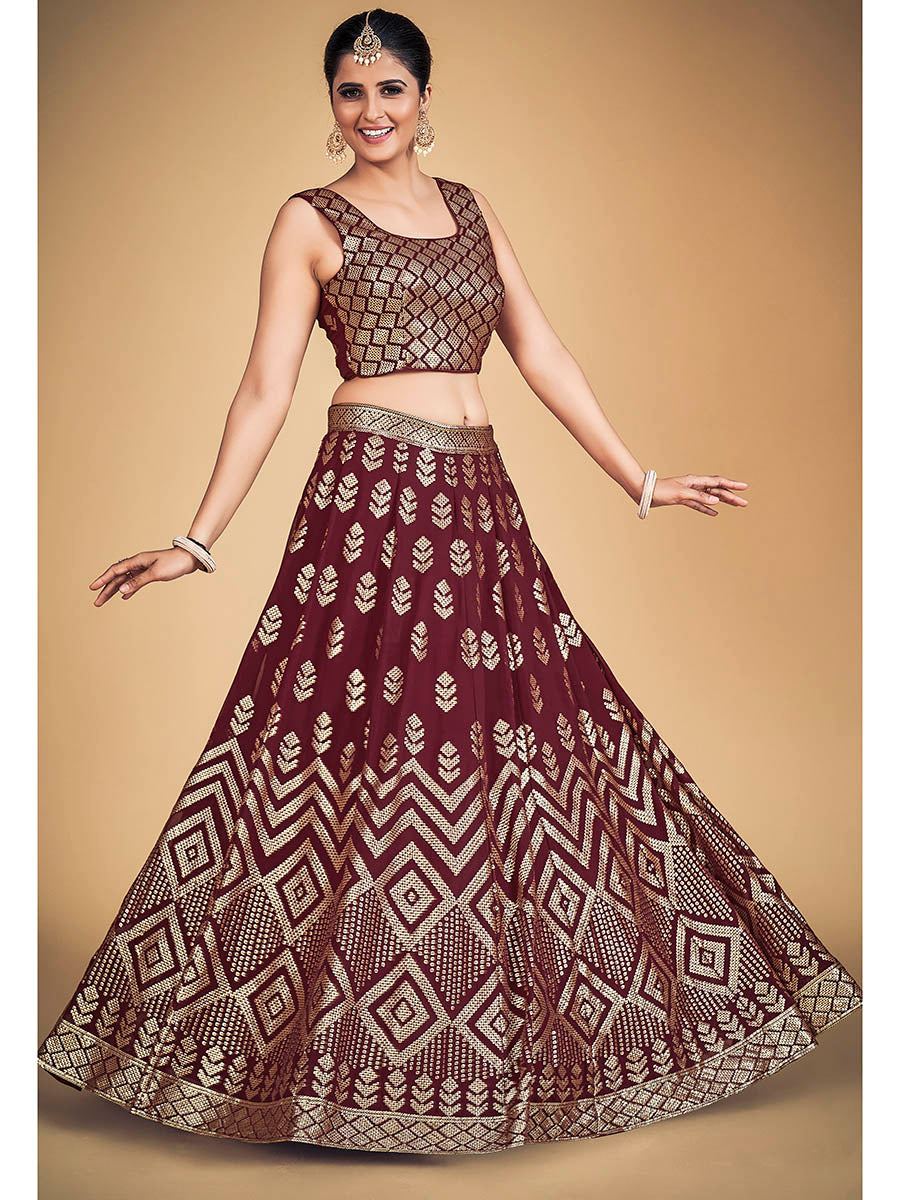 Myra Maroon Georgette Real Georgette Lehenga Choli