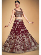 Myra Maroon Georgette Real Georgette Lehenga Choli
