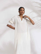 trueBrowns White Cotton A-line Kurta Set - Distacart