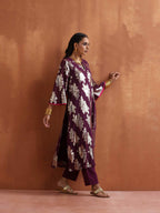 trueBrowns Purple Metallic Straight Kurta Set - Distacart