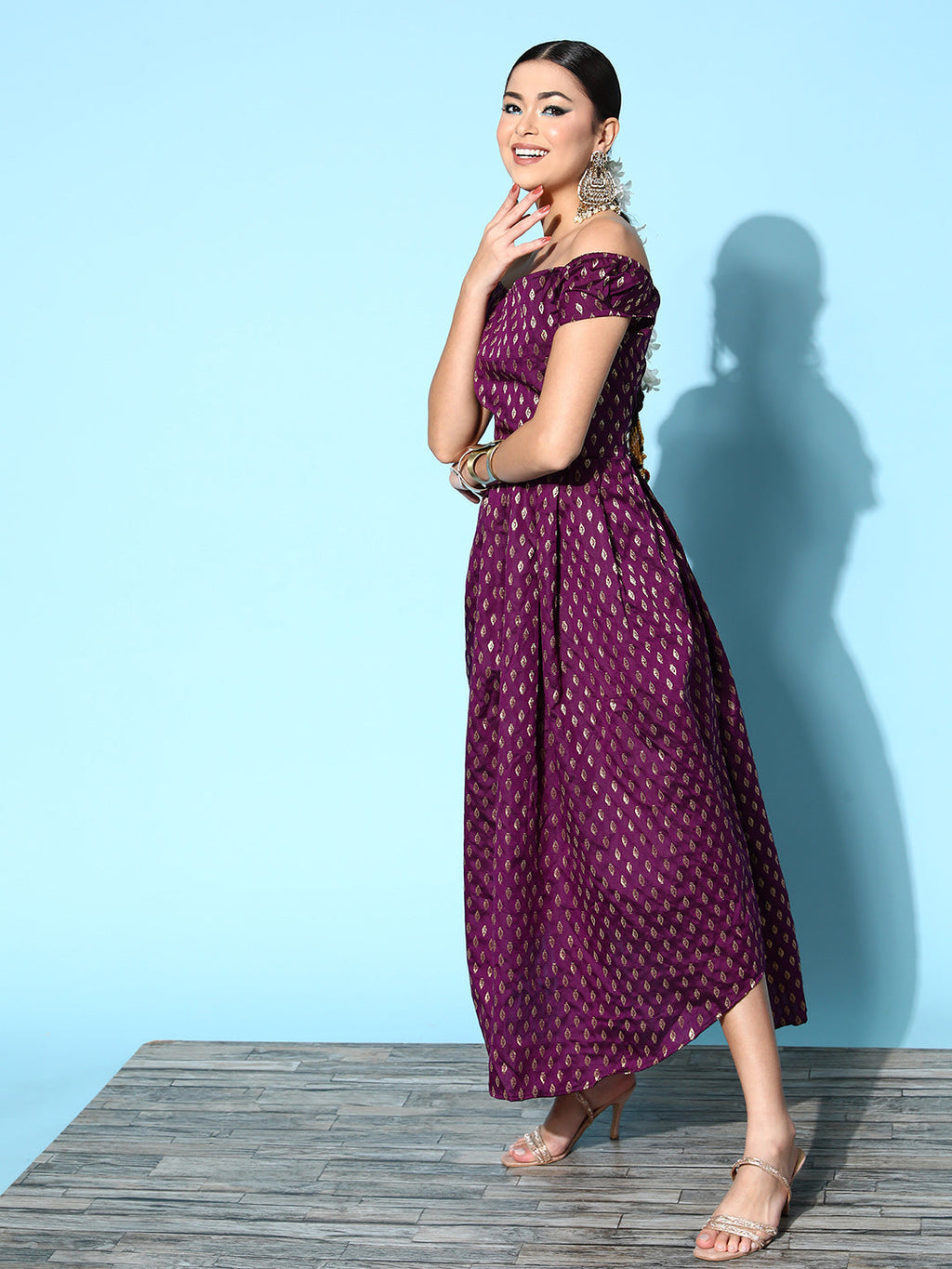 InWeave Women's Wine Brocade Dress - Distacart