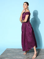 InWeave Women's Wine Brocade Dress - Distacart