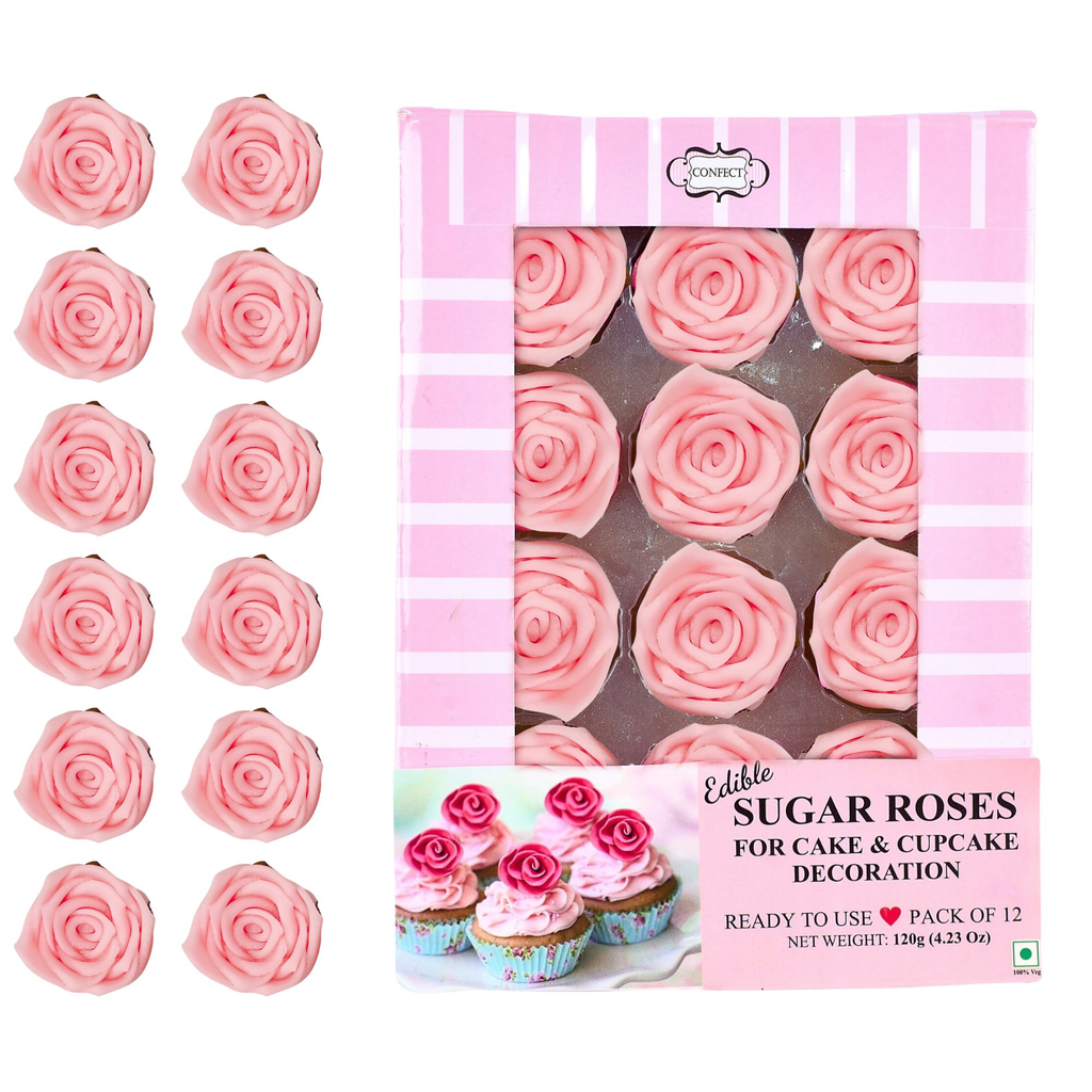 confect sugar roses topper sugar roses for cake decorations edible blush pink rose pack of 12