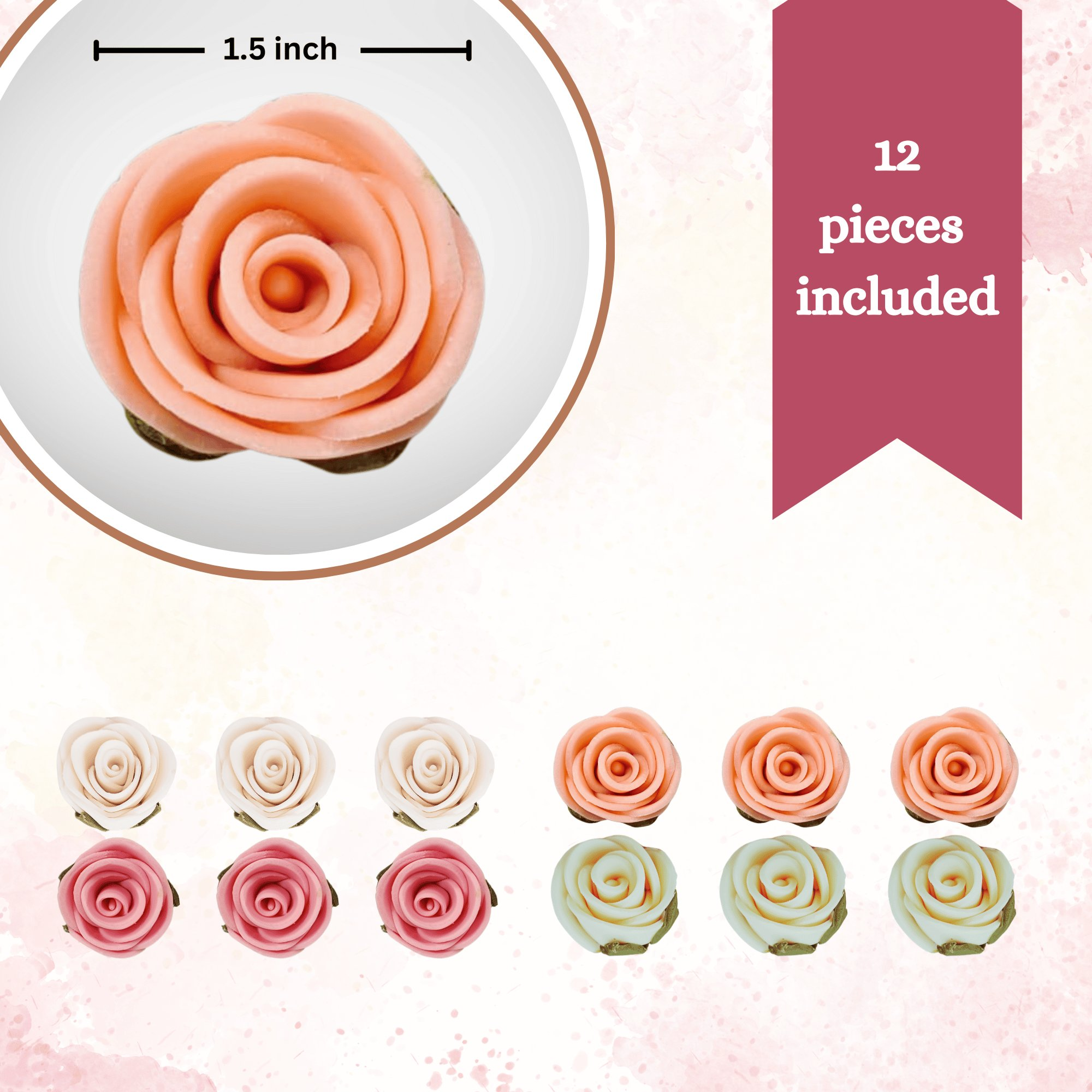 confect sugar roses topper sugar roses for cake decorations cupcakes doughnut edible toppers ombre 3 pack of 12