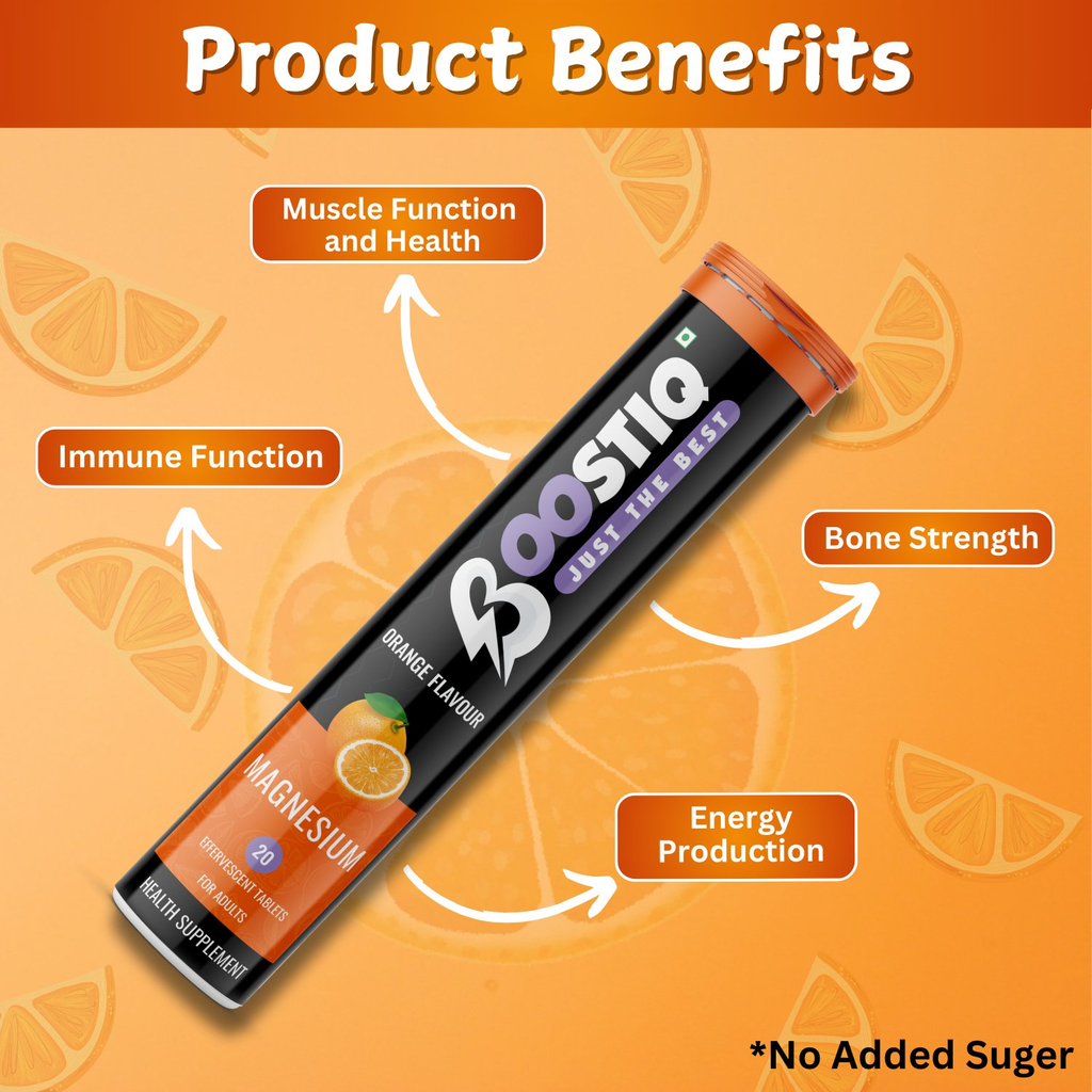 BOOSTIQ Magnesium Effervescent Tablets - Orange Flavour