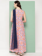 Ahalyaa Abstract Printed Empire Ethnic Dress - Distacart