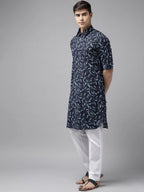 Fabmade Pure Cotton Pathani Kurta Print