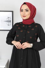Pimu Muslim Wear Women's Embroidered Top - Black