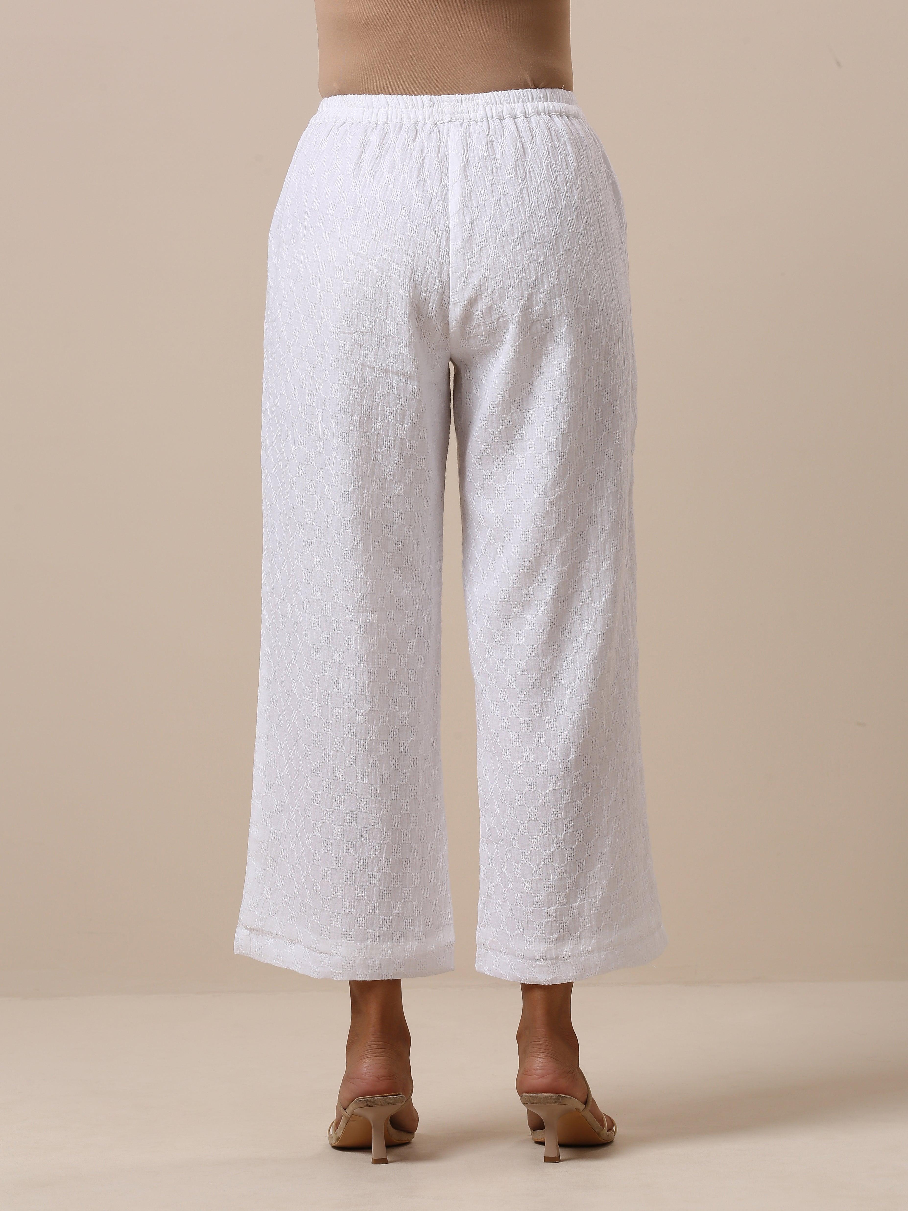 trueBrowns Cotton White Weave Pant
