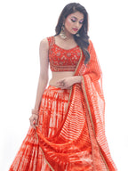 Myra Red Jaquard Embroidered Designer Lehenga