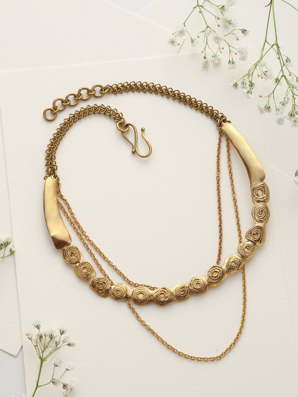 trueBrowns Brass Rose Layererd Necklace