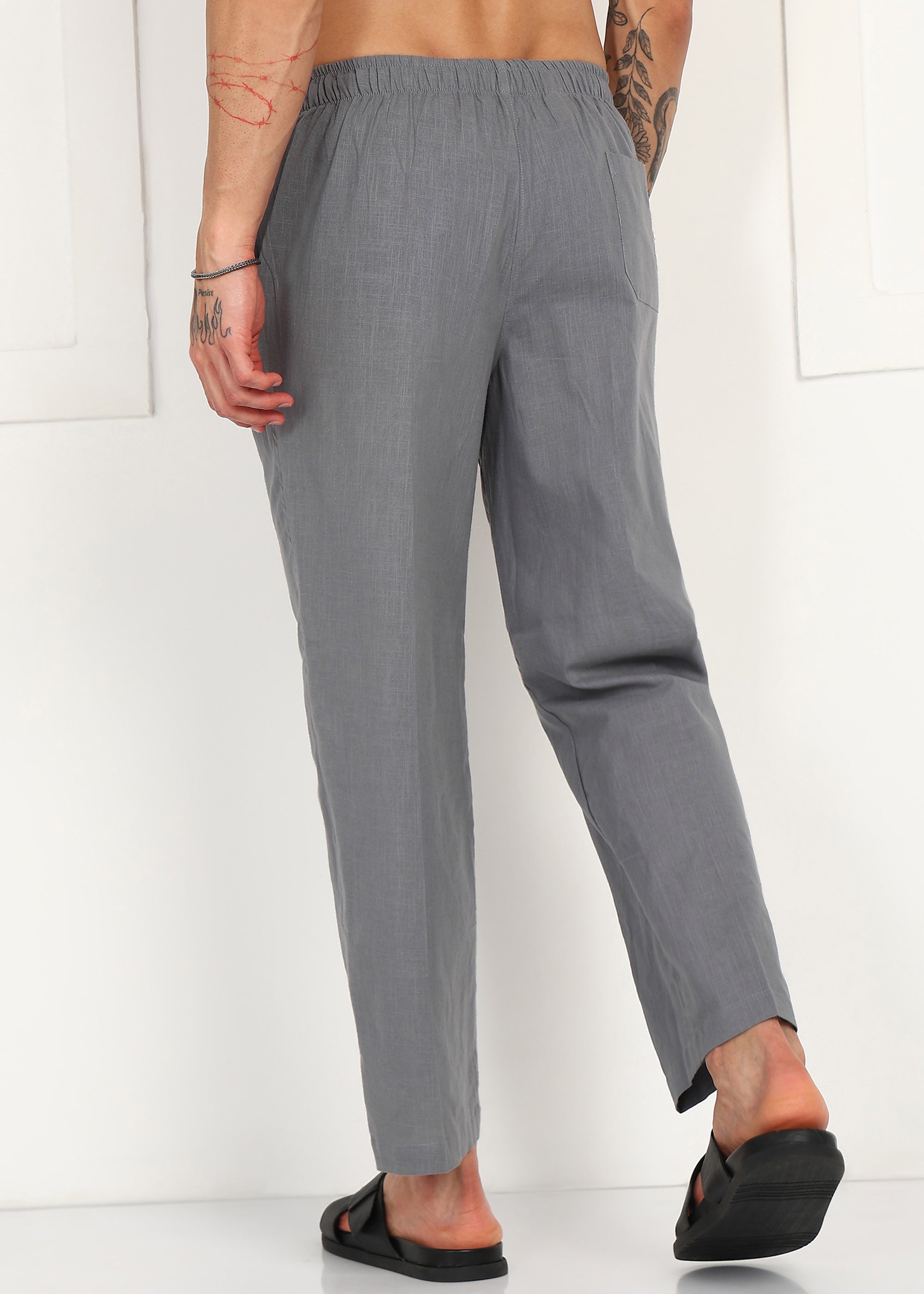Fabmade Slate Grey Linen Pyjama