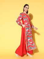 Ahalyaa Floral Printed Tie-Ups Maxi Ethnic Dress - Distacart
