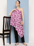 InWeave Women's Pink Fuchsia Japanese Art Oneshoulder Top
