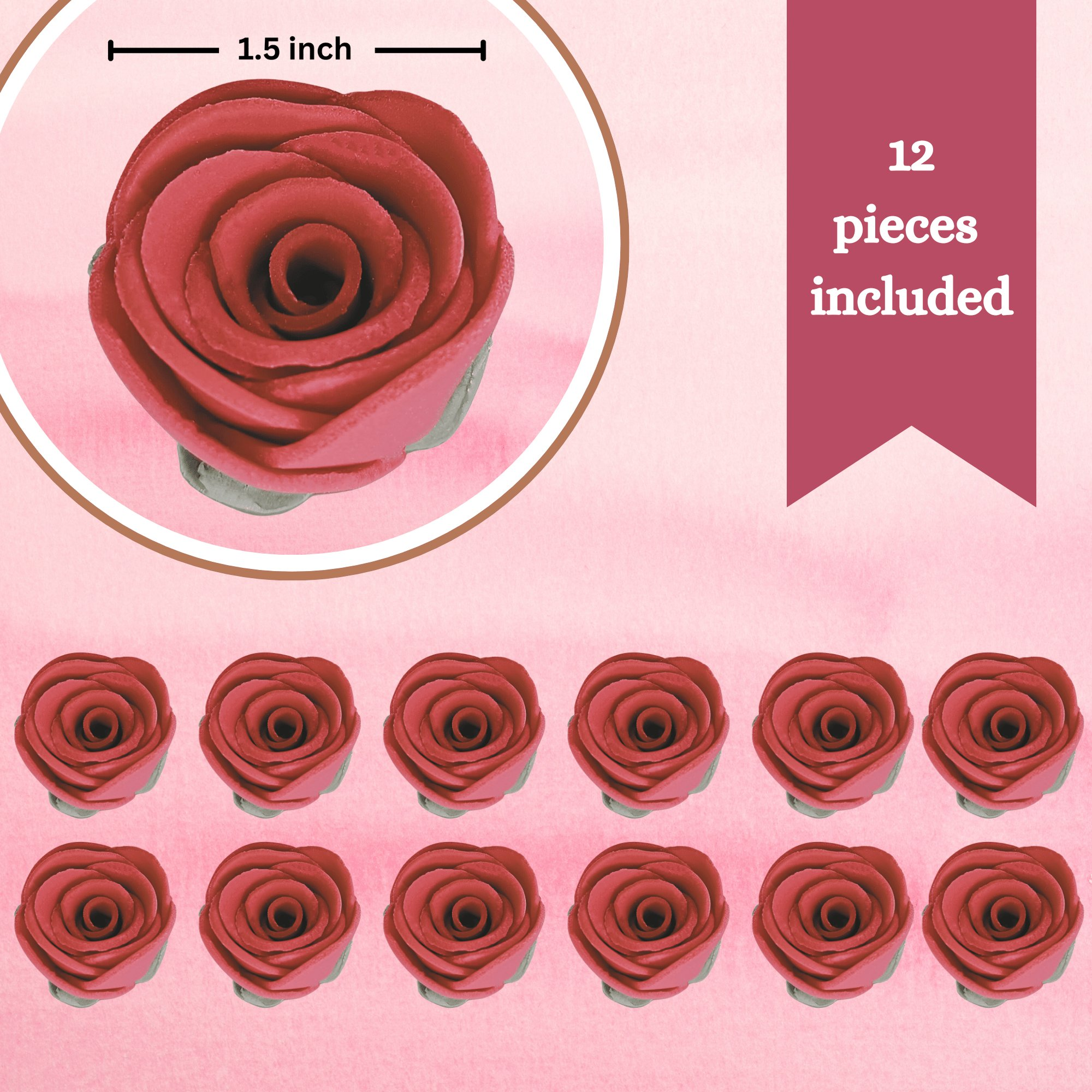 sugar roses for cake cupcake decoration magenta 120 gms