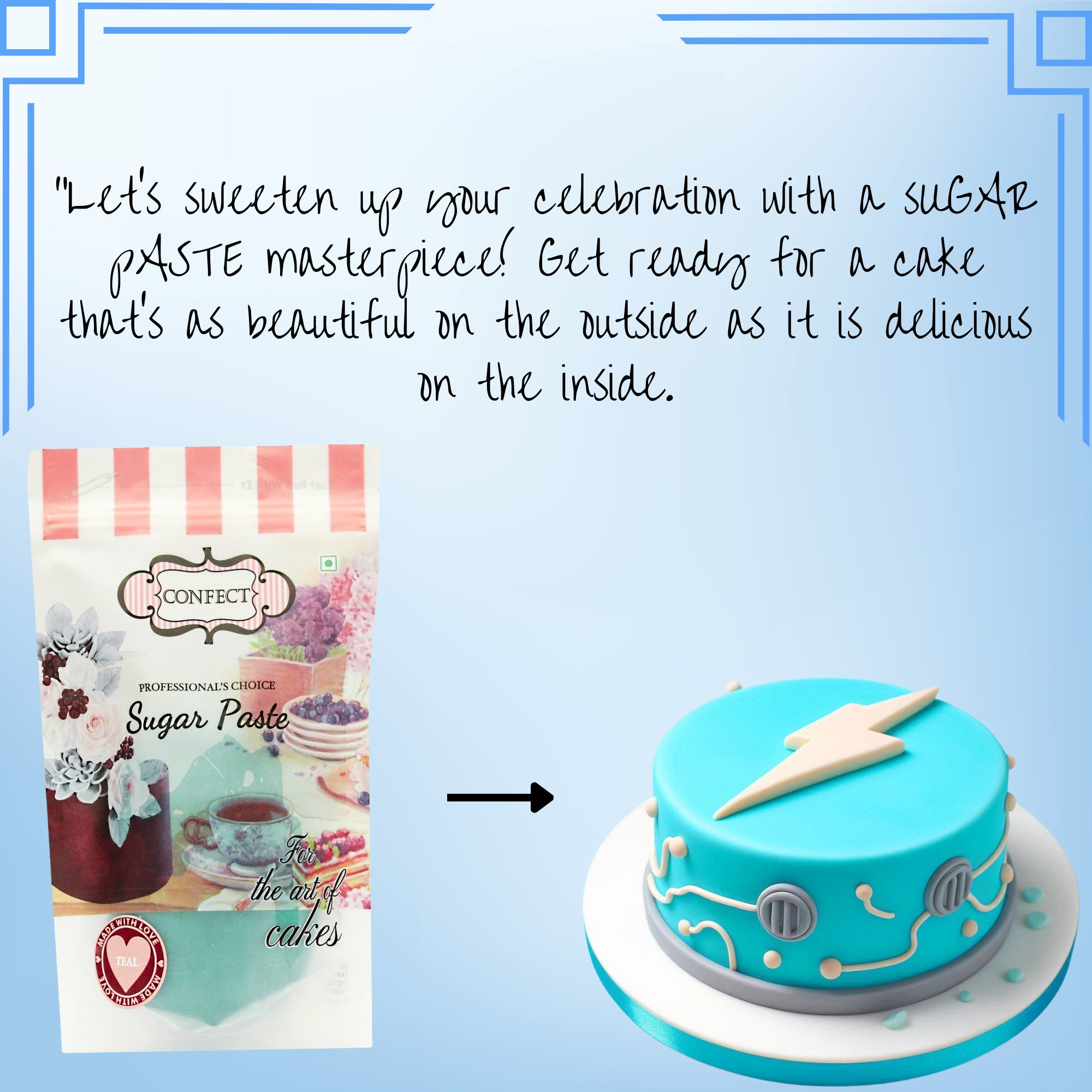 confect electric blue pastel sugar paste edible fondant chefs choice for cake decorating 1 kg