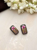 trueBrowns Silver Tone Handpainted Stud Earrings - Distacart