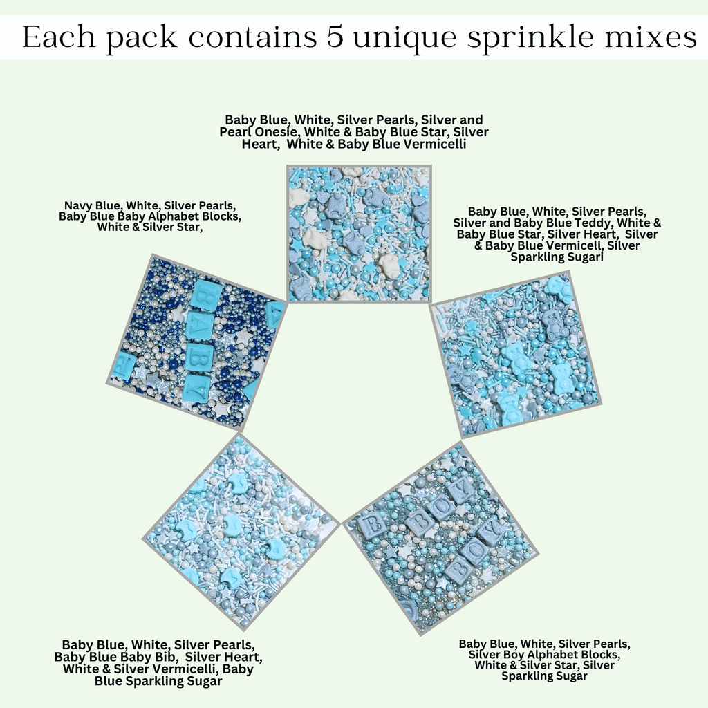 confect boys baby shower sprinkles edible sprinkles assorted pack of 5 baby shower 25