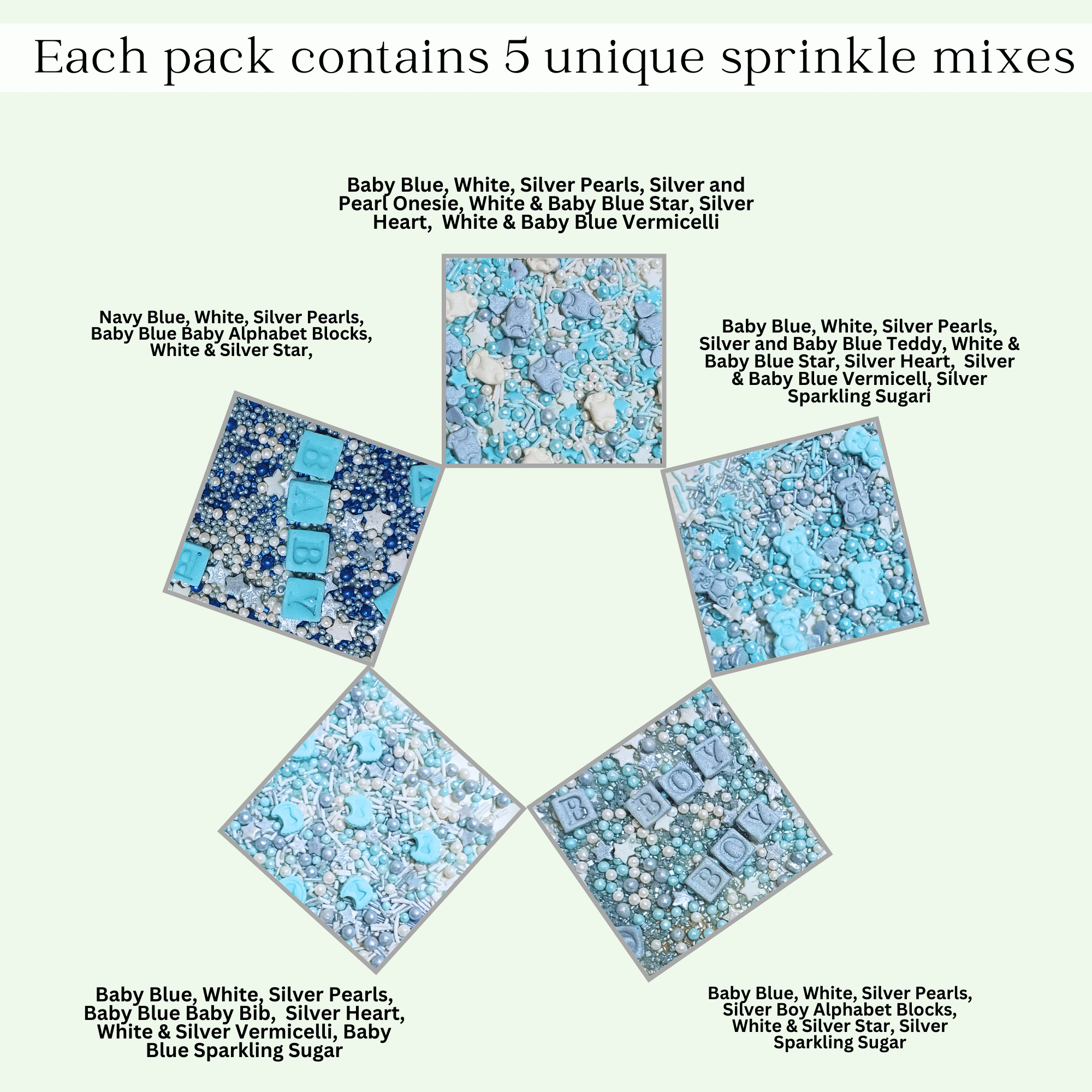 confect boys baby shower sprinkles edible sprinkles assorted pack of 5 baby shower 25