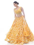 Myra Yellow Jaquard Embroidered Designer Lehenga
