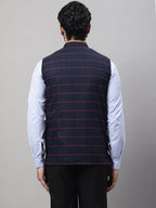 Even Apparels Men's Blue Nehru Jacket With Welt Pockets