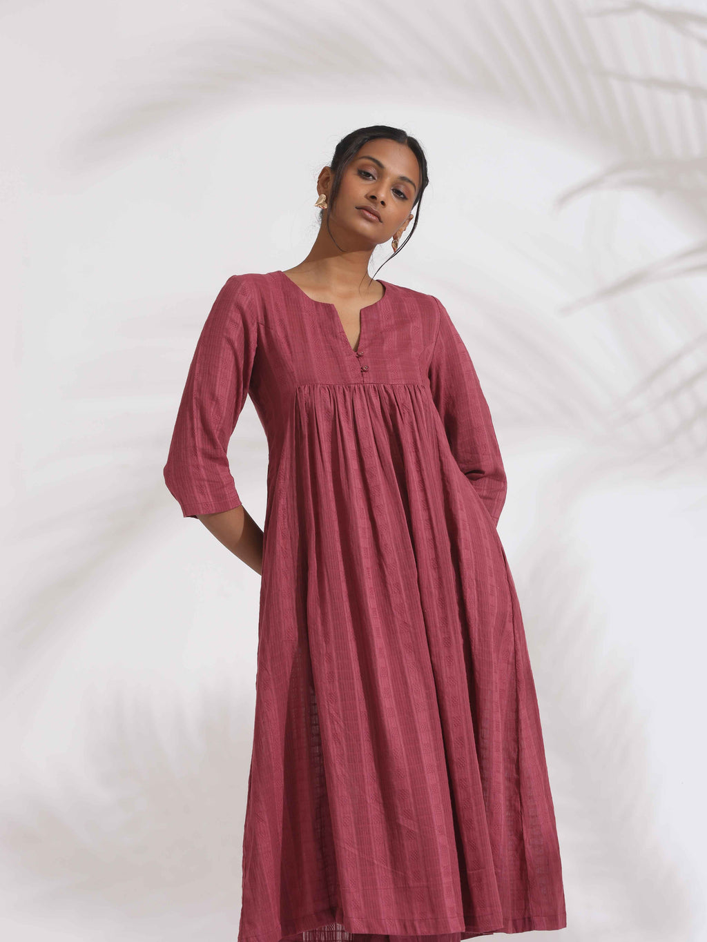 trueBrowns Maroon Cotton Flared Kurta Set - Distacart