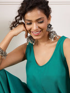 InWeave Teal Round Sleeveless Jumpsuit