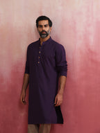 trueBrowns Men's Purple Mandarin Collar Kurta