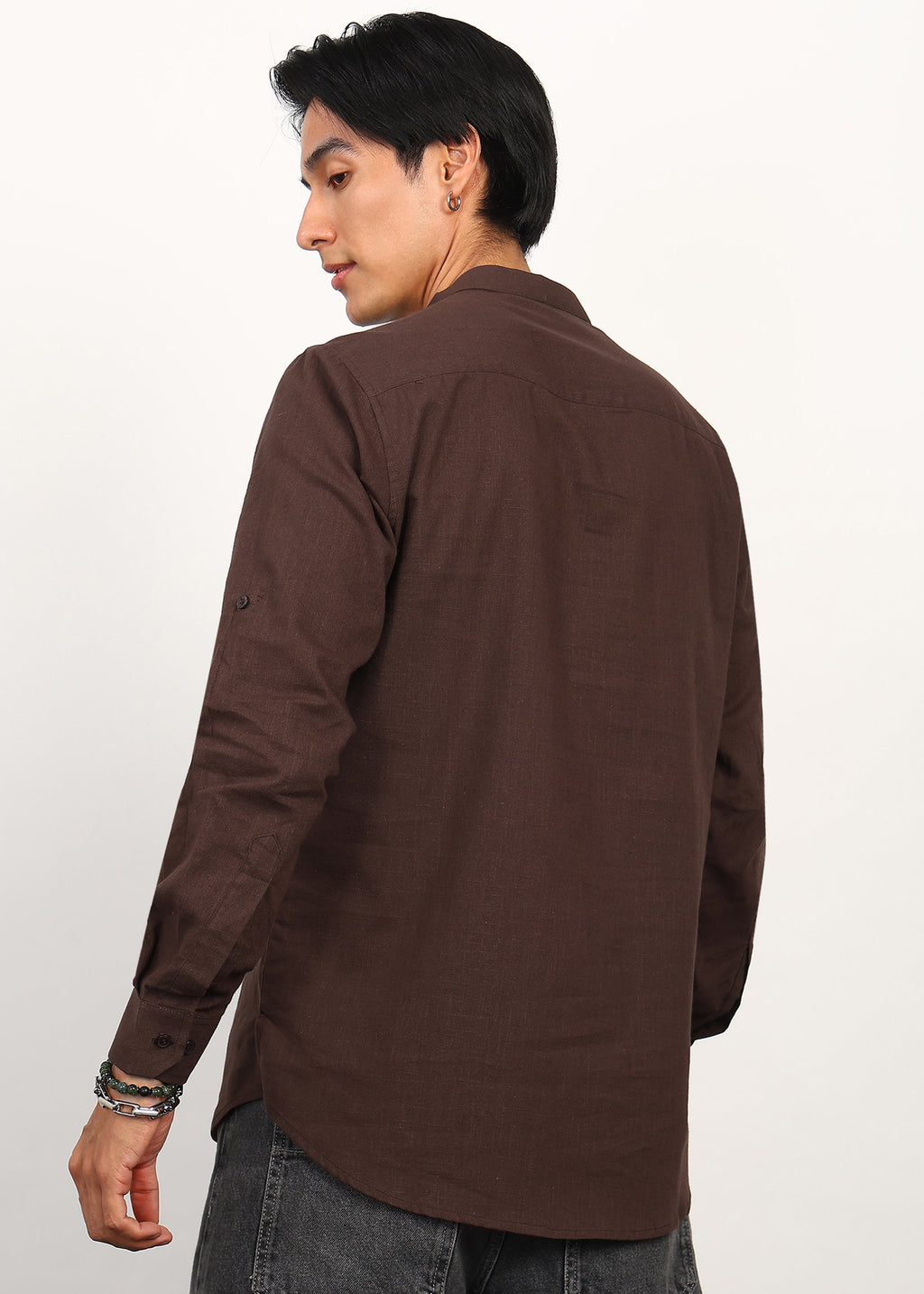 Fabmade Cocoa Drift Linen Short Kurta