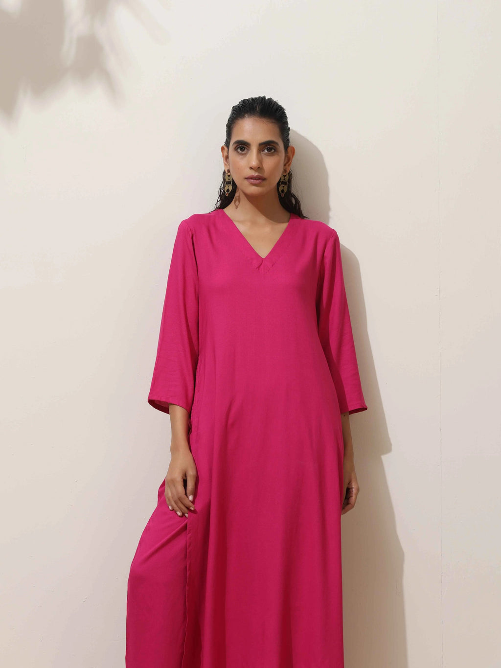 trueBrowns Pink Viscose Kurta Pant Set - Distacart