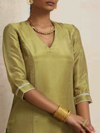 trueBrowns Green Tissue Straight Kurta Set - Distacart