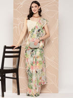 Ahalyaa Floral Printed Poly Chiffon Saree