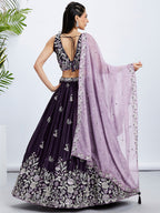 House of Panchhi Cream Net Cutdana, Sequins And Zarkan Embroidery Lehenga Choli & Dupatta