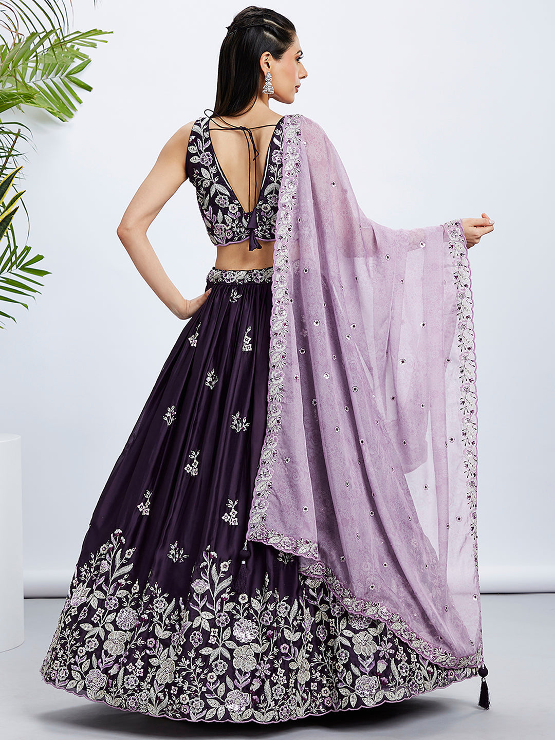 House of Panchhi Cream Net Cutdana, Sequins And Zarkan Embroidery Lehenga Choli & Dupatta