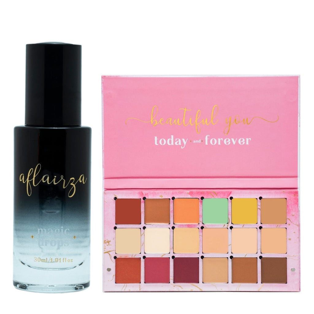 Aflairza Magic Drops + One for All Palette - Waterproof Serum with 4 in 1 Palette Combo