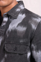 Xkind Light Blue Printed Denim Shacket
