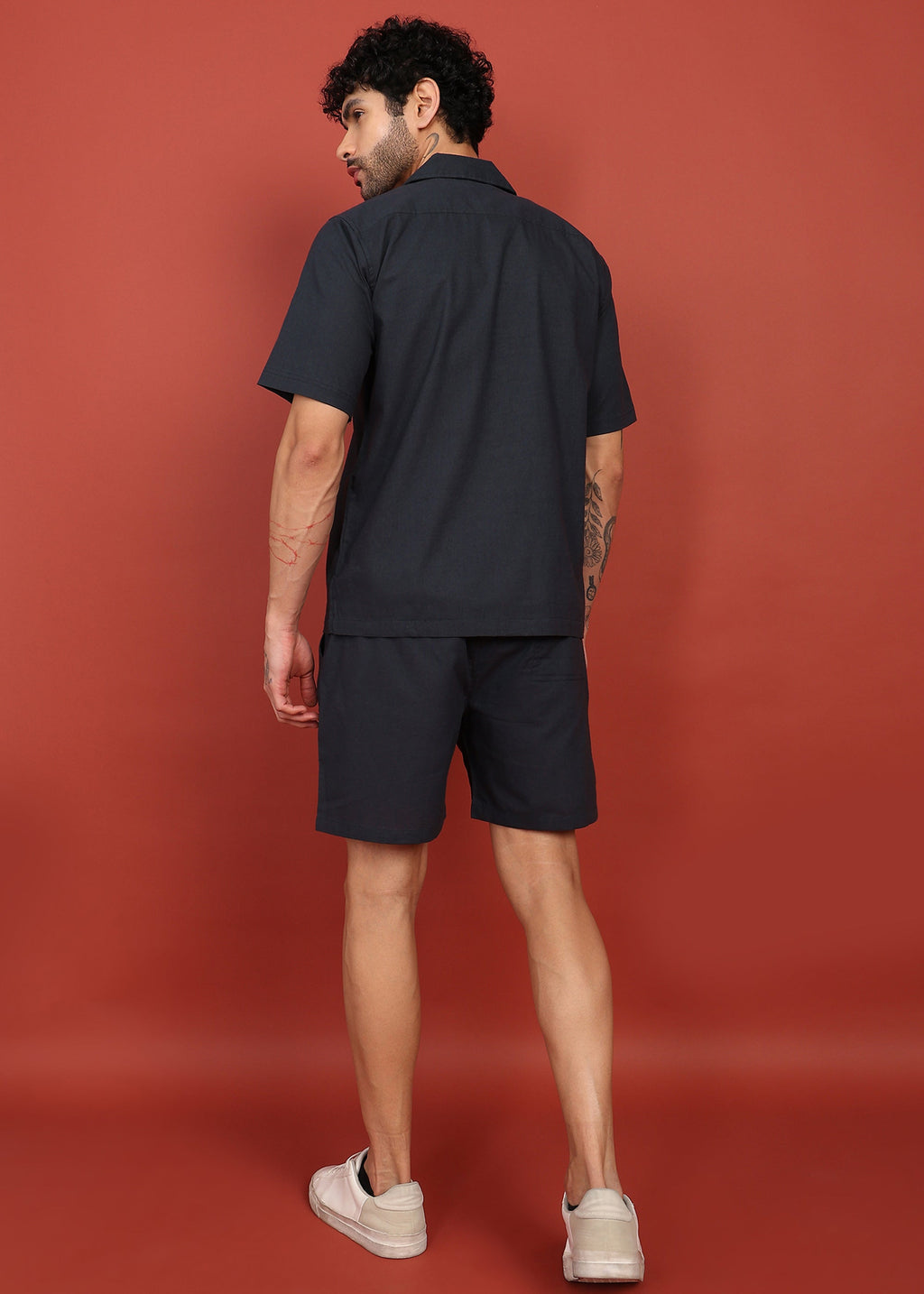 Fabmade Midnight Black Cuban Collar Co-Ord Set