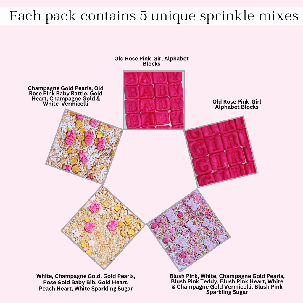 confect girls baby shower sprinkles mix heart teddy baby feed bottle baby feet sprinkles pack of 5 baby shower 22