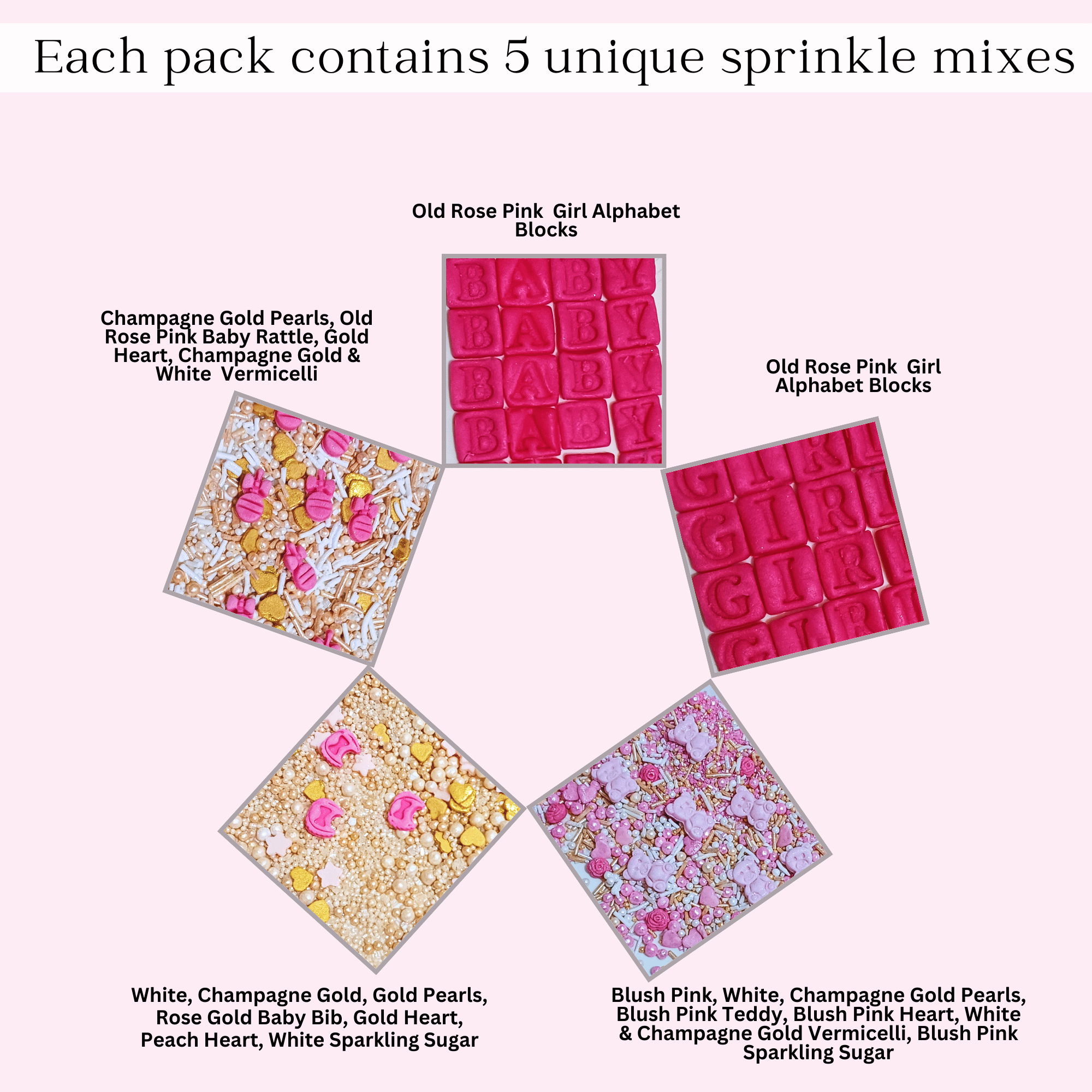 confect girls baby shower sprinkles mix heart teddy baby feed bottle baby feet sprinkles pack of 5 baby shower 22